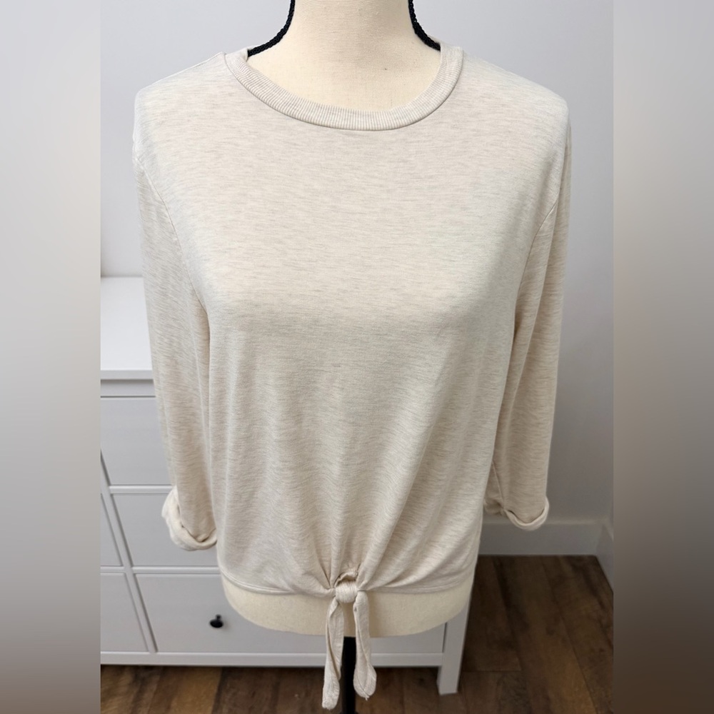 Express - Women’s Tie-Hem Long Sleeve Top - Cream